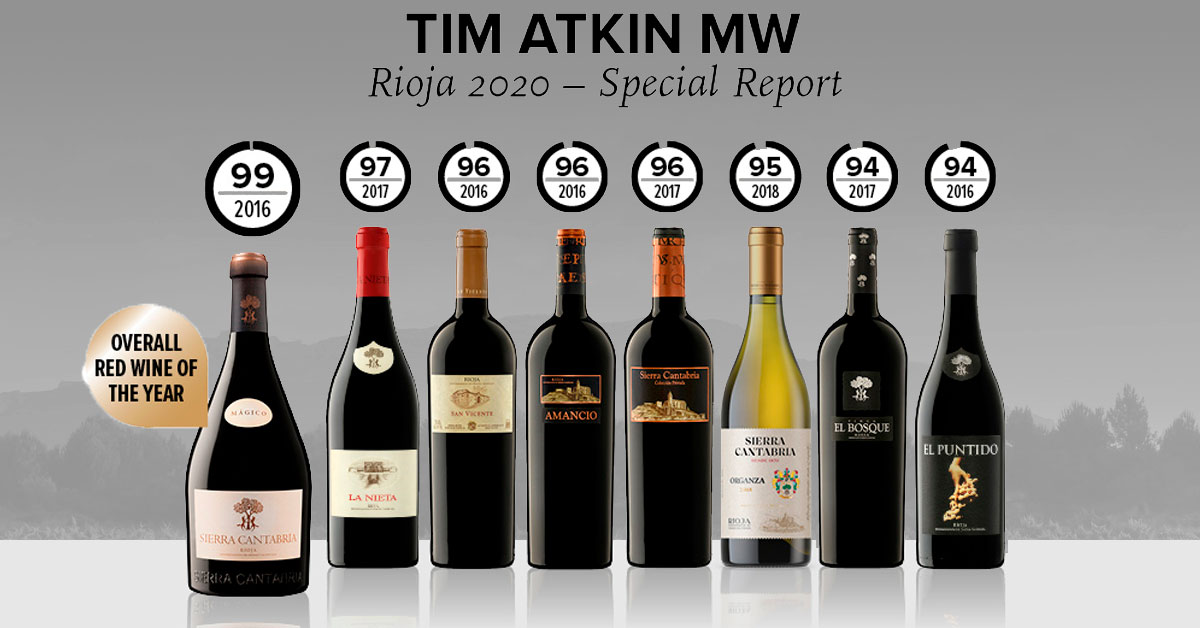 Puntuaciones de Tim Atkin de los vinos de Sierra Cantabria en 2020